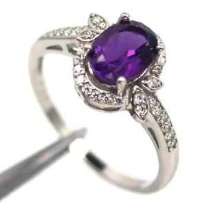 Damenring 2,20 kt Ovalschliff Lab Created Amethyst Diamant 14 K Weißgold plattiert - Bild 1 von 11