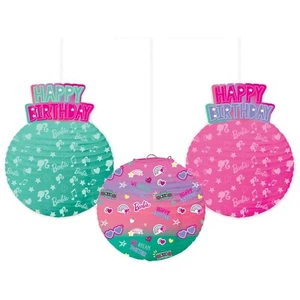 BARBIE Dream Together EMBELLISHED PAPER LANTERN HANGING DECORATION (3) Birthday - Picture 1 of 1