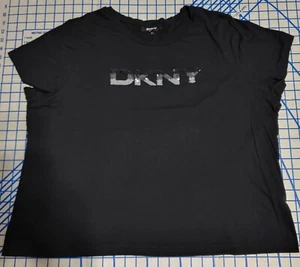 DKNY Womens Black Sequins Sweater Short Sleeve Size 1X - Picture 1 of 8
