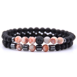 ⭐ 2er Set Partner Pearl Bracelet/Natural Stone Beads/Friendship Bracelet Typ11 - Picture 1 of 1