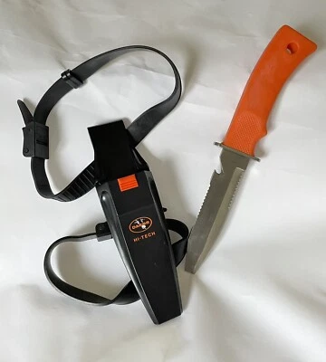 "Cuchillo y funda de buceo Dacor vintage con correas para las piernas hoja de acero inoxidable de 5"" Japón" Foto 1 de 4