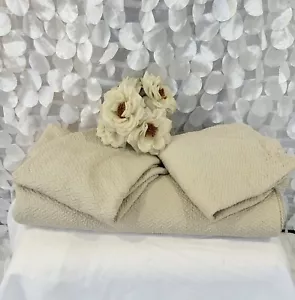 KING 100% Egyptian Cotton Bedspread Fieldcrest TEXTURED BEIGE 2 Shams MODERN - Picture 1 of 11