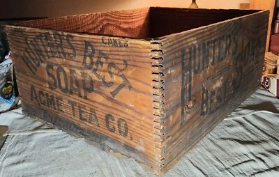 RARE ANTIQUE HUNTER'S BEST SOAP ACME TEA CO PHILADELPHIA WOOD CRATE SHIPPING BOX - Image 1 of 4