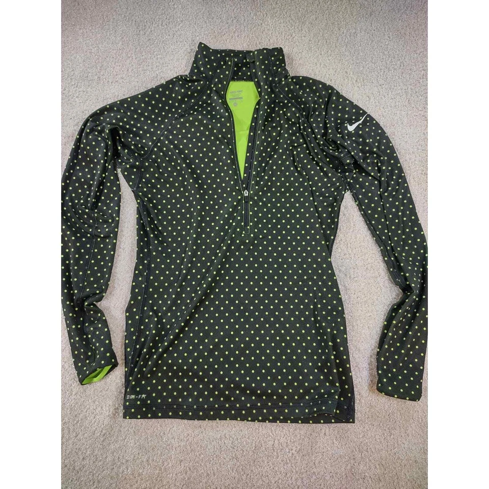 Nike Pro Hyper Warm 1/2 Cremallera Negro Lunares Manga Larga Talla Med Foto 1 de 4