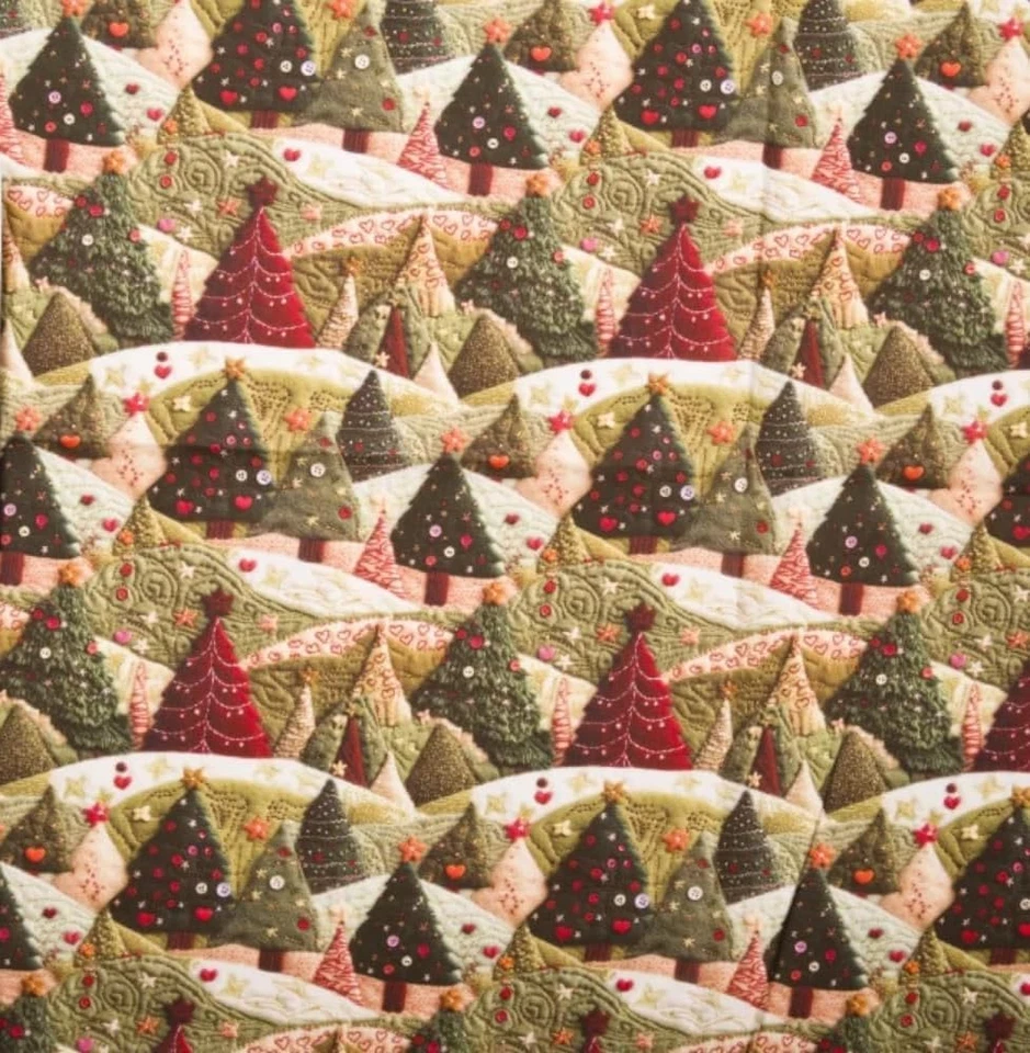 Little Johnny 100% Cotton 3D Felt Festive Tree Fabric 149cm Wide Crafty Material - Image 1 of 1