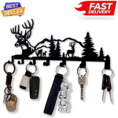 Держатель для ключей настенный декоративный металлический органайзер крепление подвесная стойка с 7 крючками... - Изображение 1 из 4