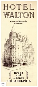 Hotel Walton, Philadelphia, Pennsylvania 3 part brochure - Picture 1 of 3