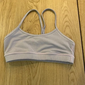 Lululemon Flow Y pink and gray strip sports bra women’s size 6 - Picture 1 of 6