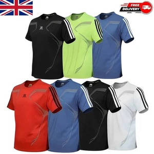 New Mens Breathable T Shirt Wicking Cool Dry Running Gym Top Sports Performance - Picture 1 of 6