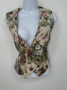 Vintage Unbranded  Sweater Vest Small Fruit Granny tapestry  floral Cottagecore - Picture 1 of 8