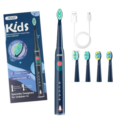 Kids Electric Toothbrush 4 Heads BNIB 5 Modes Rechargeable IPX7 Waterproof - Image 1 of 4