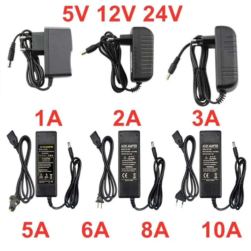 AC 110V 220V to DC 5V 12V 24V Power Adapter 1A 2A 3A 5A 6A 8A 10A for LED New - Image 1 of 4
