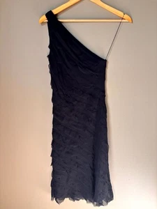Vestido midi vintage Y2K años 90 de seda sin cordones 4 un hombro caprichoso gótico grunge - Imagen 1 de 10