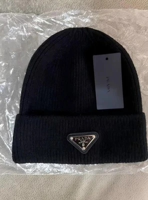 PRADA Milano Beanie Knitted Hat One Size Black Wool Unisex - Image 1 of 4
