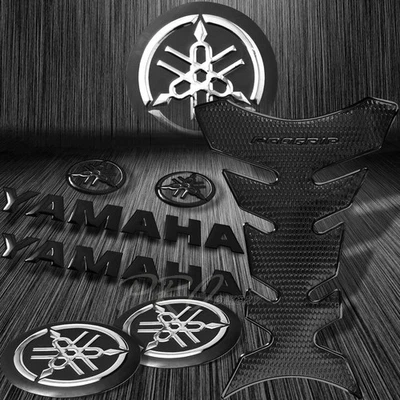 Pro Perforate Grip Black Tank Pad+6"3D Yamaha Logo&Letter Emblem+2"Badge Sticker — 第 1/4 张图片