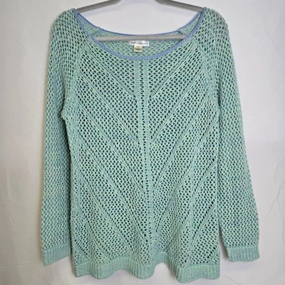Suéter Pullover JohnPaulRichard Tejido Abierto, Verde/Azul, Para Mujer Talla Grande Foto 1 de 4