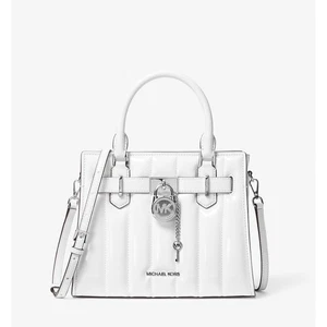 Michael Kors Hamilton Satchel Optic White Small Leather Padlock Shoulder Bag - Picture 1 of 4
