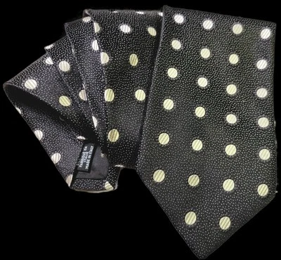 Boss By Hugo Boss All Silk Black And Silver Embroidered Dot Tie Made In Italy - Image 1 of 4