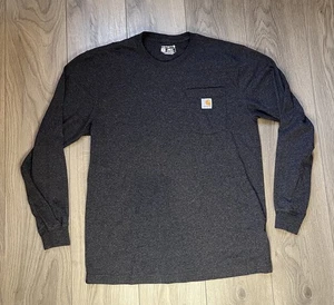 Herren Carhartt Langarm T-Shirt Tasche Grau Medium Loose Fit - Bild 1 von 8