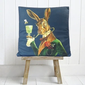 Steampunk Gentleman Rabbit Cushion Cover Decorative Home Gift Victorian Novelty - Picture 1 of 13