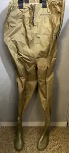 Hodgman Waders Mens 10 Nylon PVC Light Weight Brown Boots Bib Style - Picture 1 of 9