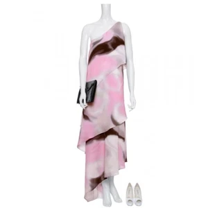 Halston Heritage Galaxy Print asymmetrisch Stufen Maxikleid Kleid 4 $ 695 NEU ETIKETT - Bild 1 von 10