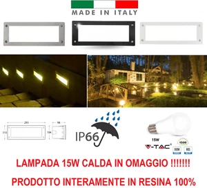 FARETTI LED SEGNAPASSO 5W O 15W O E27 INCASSO RETTANGOLARE IP65 ESTERNO - Foto 1 di 13