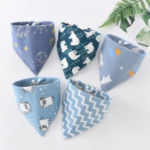 5Pcs/Set Baby Bibs Triangle Double Cotton Bandana Bibs Baby Boys Girls Babador F - Picture 1 of 35
