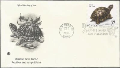 Scott 3818 FDC - 37 cent stamps - 2003 - Ornate Box Turtle - FDOI - Excellent - Image 1 of 2
