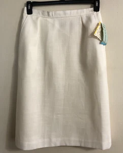 NEW vtg Evan Picone Cream Linen Look Straight Skirt 14 Union Made In USA - Picture 1 of 14