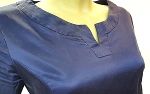 European Culture elegantes glänzend blaues KLEID Größe M ca. 36 Langarm - Bild 1 von 10