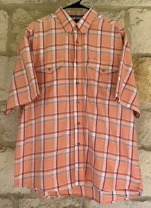 Wrangler Short Sleeve Button Front Shirt Orange Plaid Flap Pockets Size XL - Picture 1 of 7