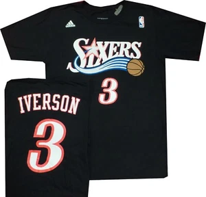 Allen Iverson Philadelphia 76ers Adidas Throwback Schwarz Shirt Neu Etikett - Bild 1 von 5