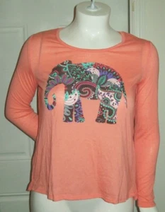 Size Large 11-13 no boundaries Orange w/ elephant long sleeve longer in back Top - Picture 1 of 4
