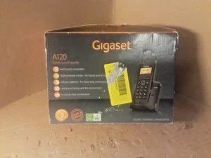 Gigaset A120 Telefon bezprzewodowy Telefon i stacja dokująca w pudełku z kablami - Zdjęcie 1 z 12