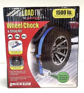 Wheel Chock 09163 & Tie-Down Strap Kit 1500 Lb Weight - Load It By Erickson - Picture 1 of 4