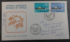 1975 Cyprus Centenary of the U.P.U. FDC ties set of 2 stamps - Picture 1 of 2
