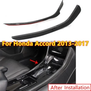 Fit For Honda Accord 2013-2017 2x Carbon Fiber Center Gear Shift Side Strip Trim - Picture 1 of 8
