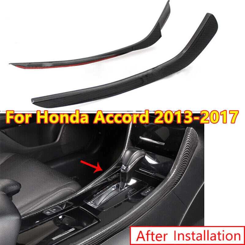 2 piezas para Honda Accord 2013-2017 fibra de carbono central cambio de marchas moldura lateral Foto 1 de 4