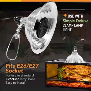 Infrared Ceramic Reptile Heat Lamp Bulb&Clamp Light+8.5" Aluminum Reflector Comb - Picture 1 of 24