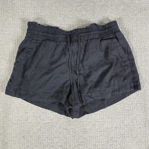A New Day Womens Shorts L Linen Blend Black Paper Bag Beach Lounge Drawstring - Picture 1 of 9