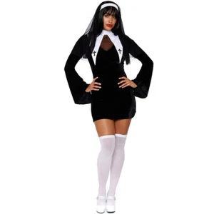 Cosplay Long-sleeved Nun Costumes Lace Dress Stage Performance Uniform Halloween - Picture 1 of 10