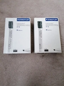2x Pack Of 10 Staedtler Lumocolor Whiteboard Marker - Green 351 B-5 Dry Wipe - Picture 1 of 6