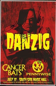 Danzig Hand Signed Gig Poster 7/17/2015 Dallas Texas Penny wise Cancer Bats - Picture 1 of 4