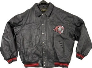 Giacca di pelle AVIREX anni 90 3XL King Casino Gambler Bomber Varsity full zip nera - Foto 1 di 18
