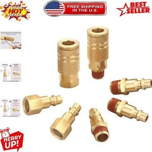 Professional 7 Piece Air Fittings Set - Solid Brass and 300 psi Max Pressure - Picture 1 of 10