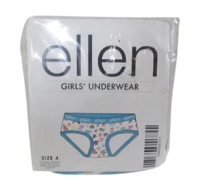 NWT Ellen Show Girls Kids Brief Underwear 4 White/Multi - Image 1 of 2