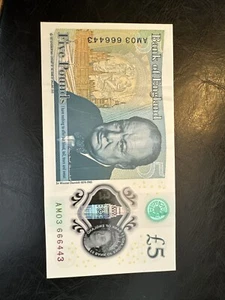 AM03 666 £5 Genuine Banknote GBP Five Pound Note RARE V Low Serial Number Circ - Picture 1 of 5