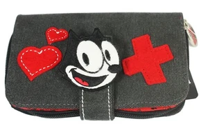Felix the Cat schwarze und rote Canvas-Geldbörse, mit Reißverschlüssen & mehreren Fächern NEU - Bild 1 von 6