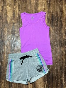 Justice Sz 8 Purple Tank With Pull On Shorts  - Picture 1 of 2